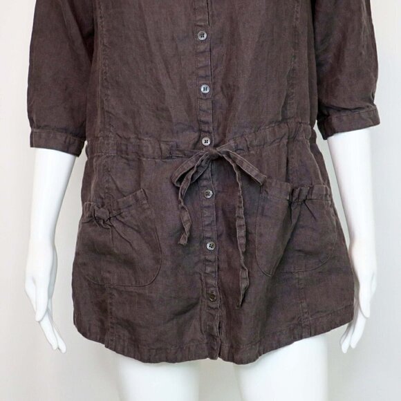 Comptoir des Cotonniers Linen Top Drawstring Waist Minimalist Neutral Women's 36 - Picture 2 of 5
